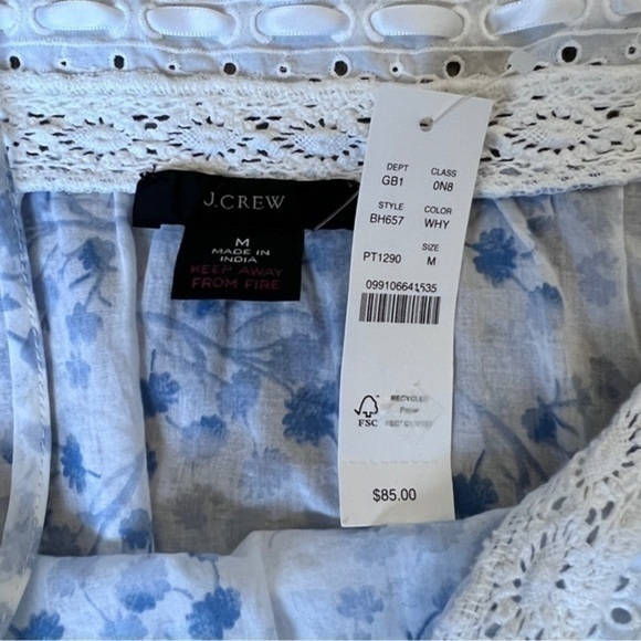 J. Crew Cotton Voile Embroidered Pajama Tank In Watercolor Size Medium - Picture 9 of 14